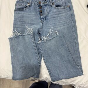 Rewash Light Blue Distressed Straight Leg Jeans